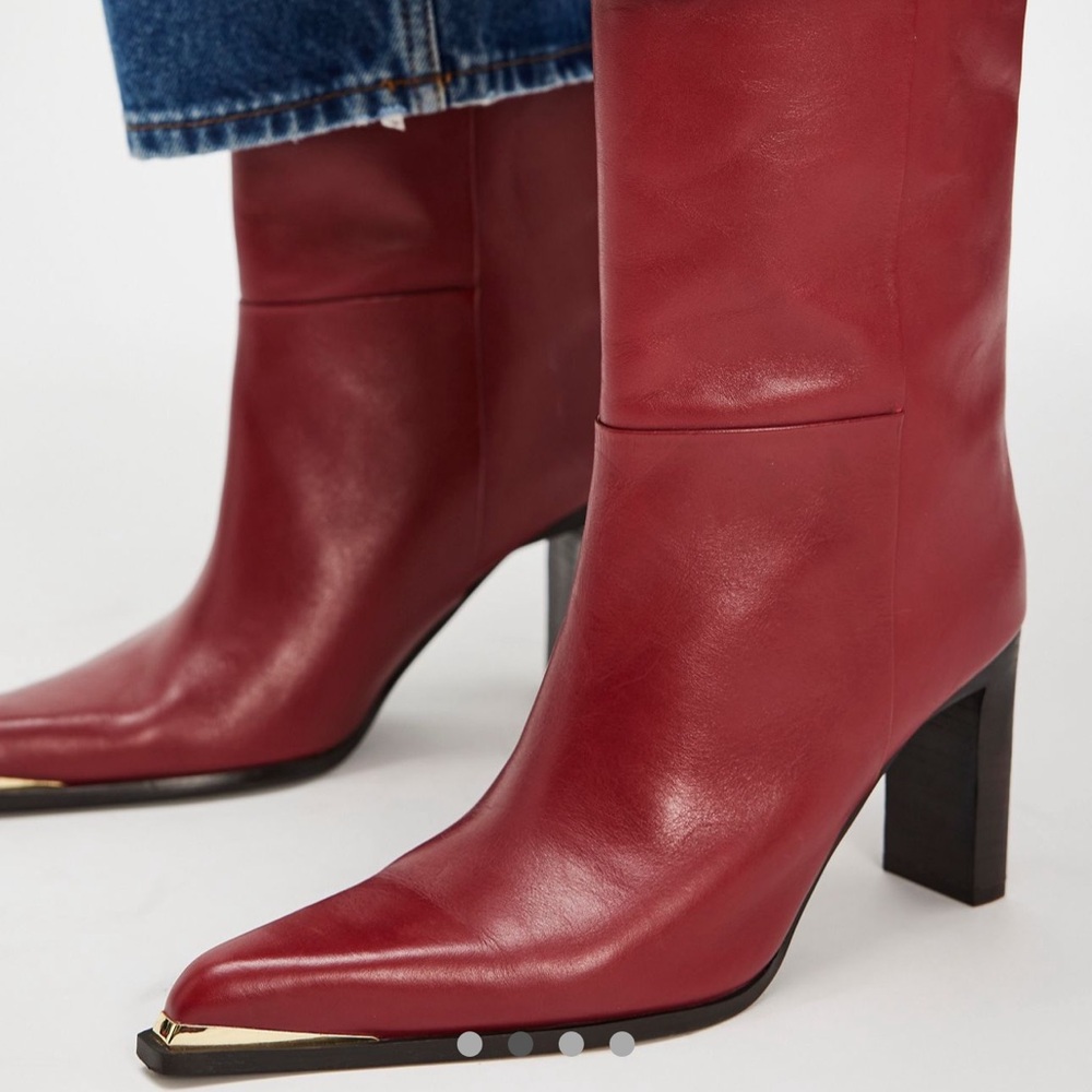 Elegant Red Leather Ankle Boots
